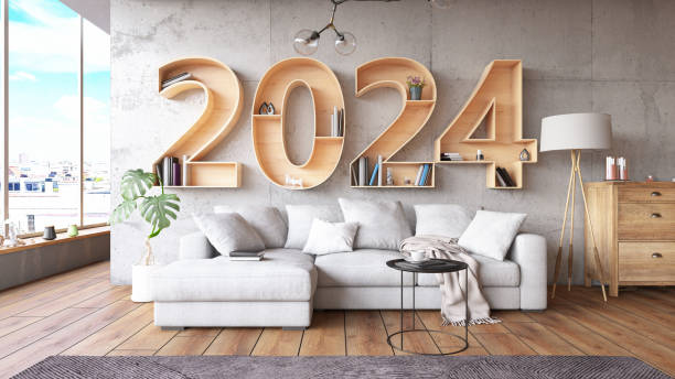 2024 bookshelf with cozy interior - home decoration stock pictures, royalty-free photos & images