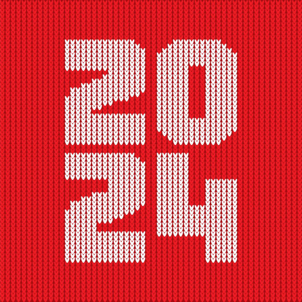2024. new year. knit seamless pattern. knitted christmas texture. vector illustration. stock illustration - fashion stock illustrations