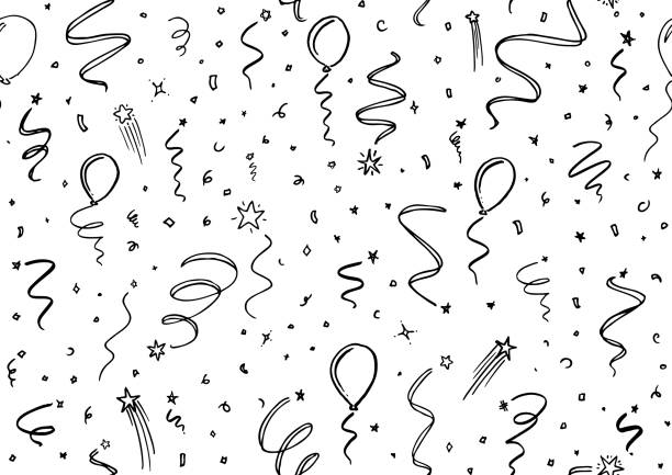 2024 party doodle drawings - home decoration stock illustrations