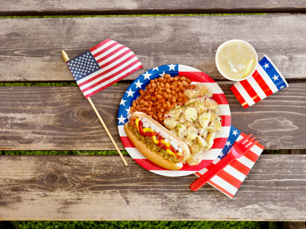 4th of july picnic - food stock pictures, royalty-free photos & images