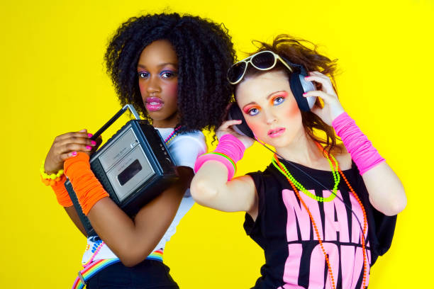 80's disco chicks - fashion stock pictures, royalty-free photos & images