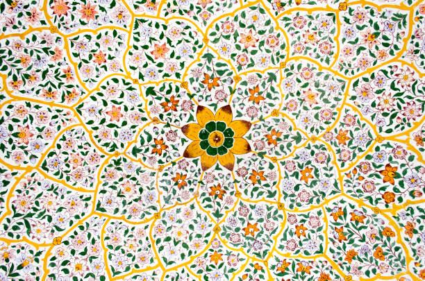 a painted ceiling in katas raj temples - garden decoration stock pictures, royalty-free photos & images