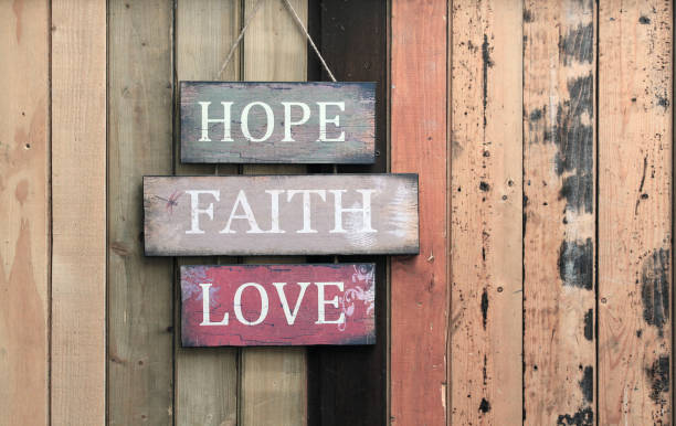 a sign of hope, faith and love - home decoration stock pictures, royalty-free photos & images