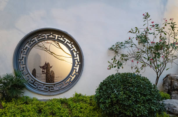 a window in a traditional chinese courtyard - garden decoration stock pictures, royalty-free photos & images