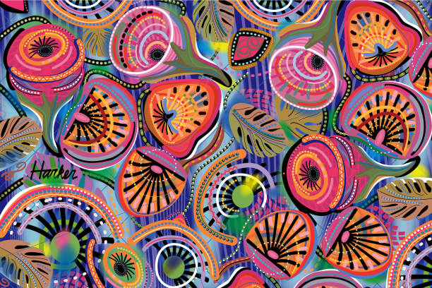abstract floral style all-over illustration pattern - fashion stock pictures, royalty-free photos & images