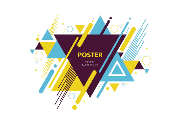 abstract geometric composition forms modern background with decorative triangles - fashion stock illustrations