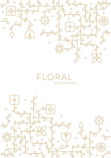 abstract geometric floral spring poster template background - garden decoration stock illustrations