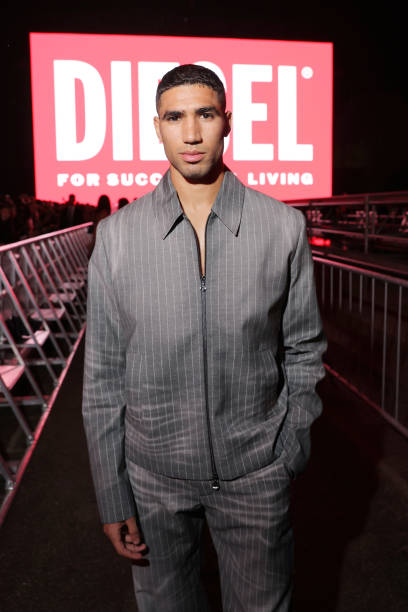 Achraf Hakimi attends the Diesel fashion show during the Milan Fashion Week Womenswear Spring/Summer 2024 on September 20, 2023 in Milan, Italy.