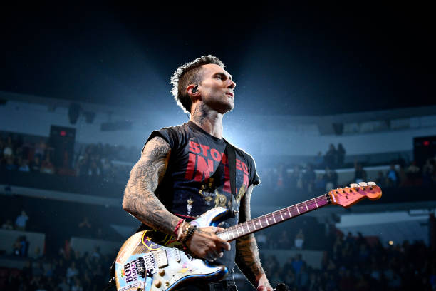 Adam Levine with Maroon 5 performs onstage during the Bud Light Super Bowl Music Fest on February 01, 2020 in Miami, Florida.
