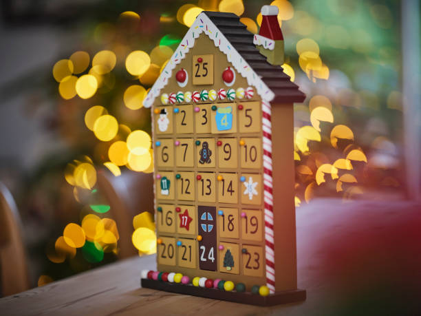 advent calender on table at home - home decoration stock pictures, royalty-free photos & images