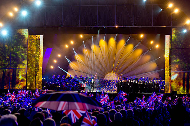 Alfie Boe performs during a concert on the 70th anniversary of VE Day at Horse Guards Parade on May 9, 2015 in London, England.