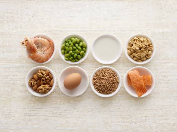 allergenic foods in bowls - food stock pictures, royalty-free photos & images