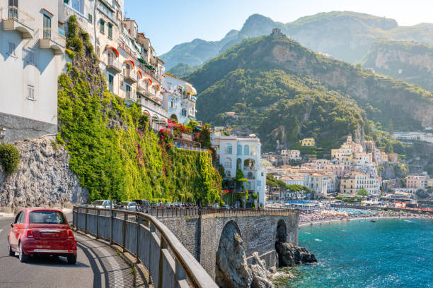 amalfi coast on the road - travel stock pictures, royalty-free photos & images