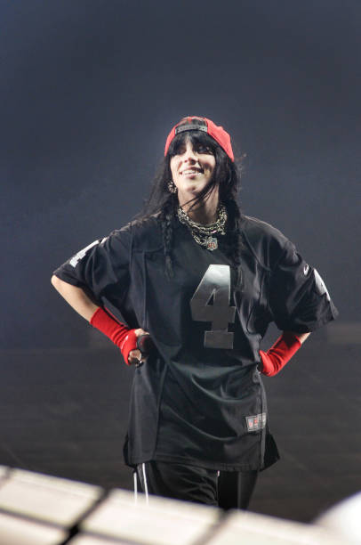American Pop singer Billie Eilish performs onstage during the Pukkelpop festival, Hasselt, Belgium, 18th August 2023.