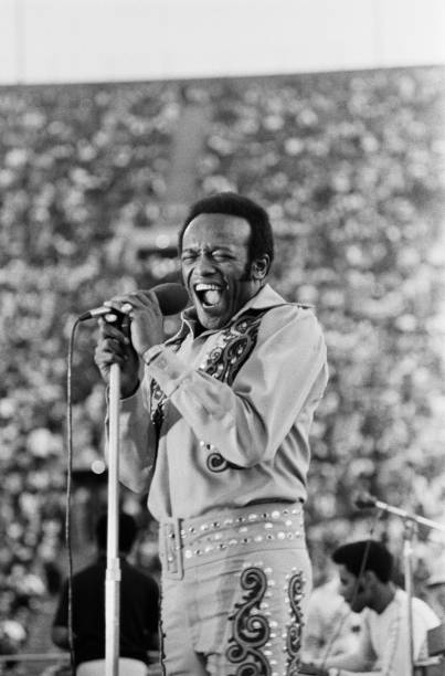 American singer, songwriter and musician Bobby Womack performs at the 1973 Watts Summer Festival concert, held at the Los Angeles Memorial Coliseum...