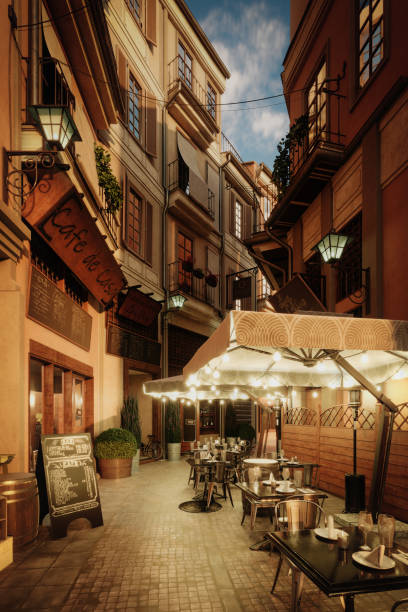 an old street (soirée) - garden decoration photos et images de collection