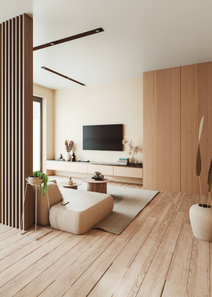 apartment in japandi style design - home decoration stock pictures, royalty-free photos & images