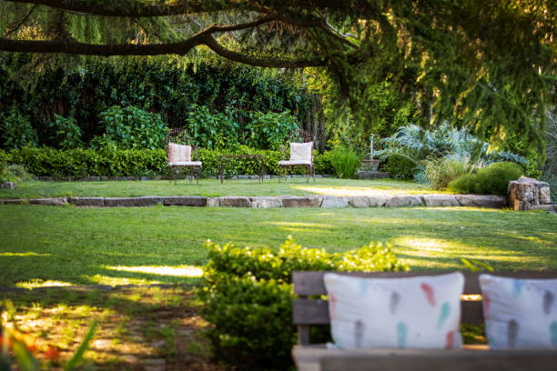 architecture, landscaping and garden design - garden decoration stockfoto's en -beelden