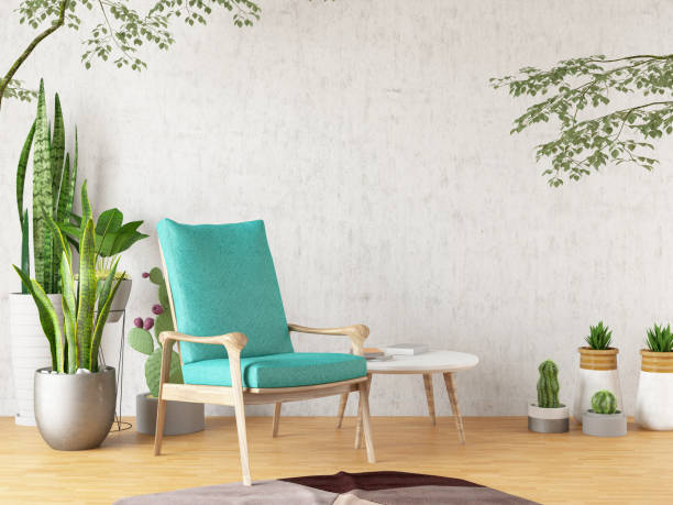 armchair with plants - garden decoration stock pictures, royalty-free photos & images
