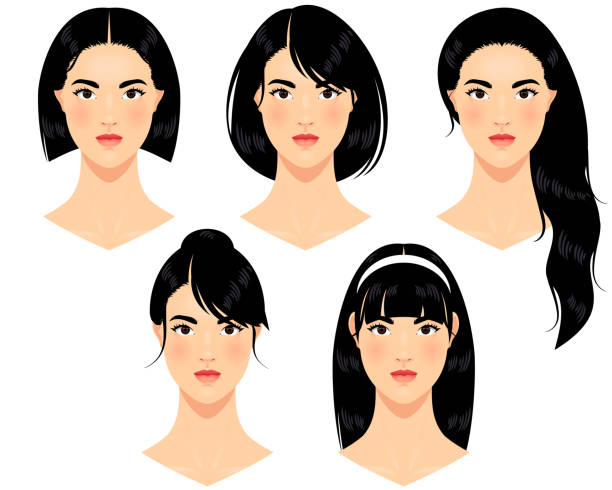asian women - hairstyle stock illustrations