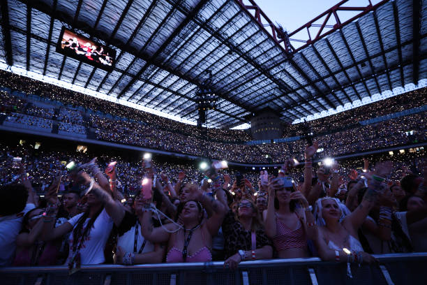 Atmosphere during "Taylor Swift | The Eras Tour" at San Siro on July 13, 2024 in Milan, Italy.
