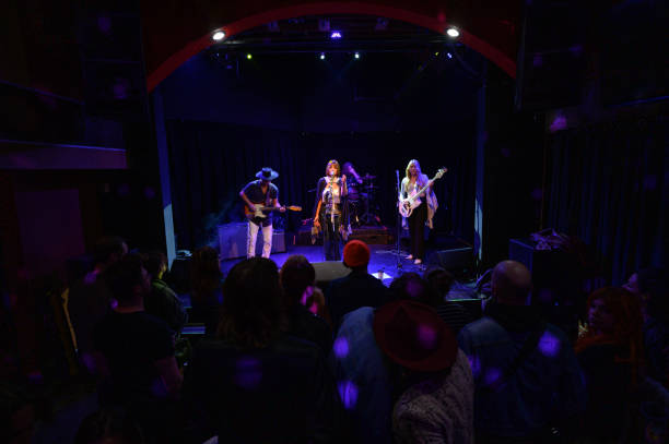 audience watching band perform on stage - concert stock pictures, royalty-free photos & images