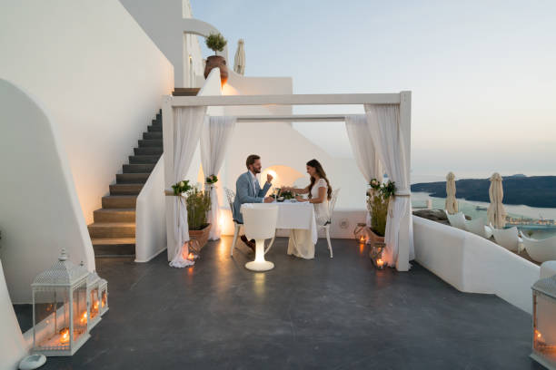authentic wealth - dinner for two on private porch - travel stock pictures, royalty-free photos & images