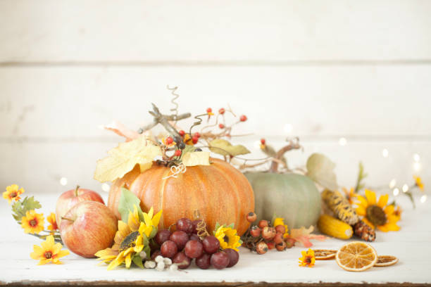 autumn pumpkin background on wood - home decoration stock pictures, royalty-free photos & images