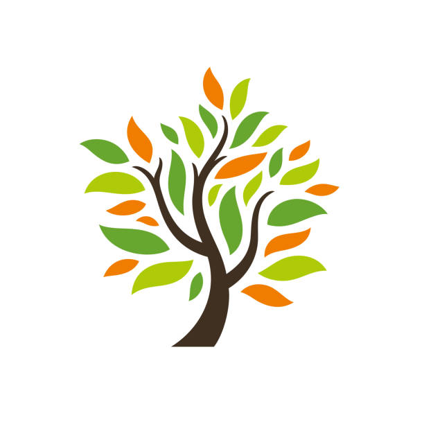 autumn tree symbol - garden decoration stock illustrations