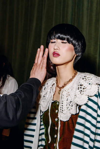 Backstage at the Lingua Franca Fall RTW 2025 fashion show as part of New York Fashion Week held at The Bowery Hotel on February 04, 2025 in New York,...