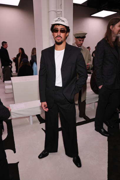 Bad Bunny attends the Calvin Klein Collection fashion show during February 2025 New York Fashion Week on February 07, 2025 in New York City.