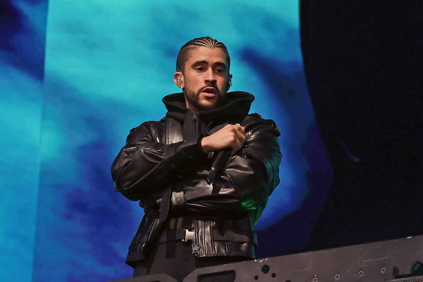 Bad Bunny performs on the Coachella Stage during the 2023 Coachella Valley Music and Arts Festival on April 21, 2023 in Indio, California.