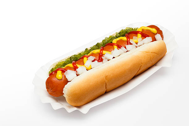 ballpark hotdog (path) - junk food stock pictures, royalty-free photos & images