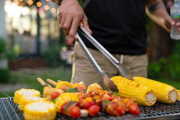 barbecue party. - garden decoration stock pictures, royalty-free photos & images