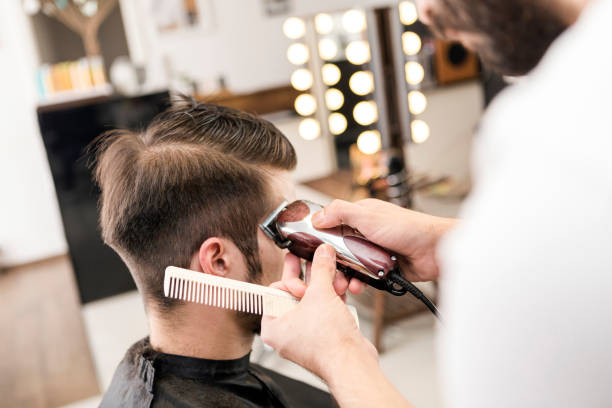barber shop - hairstyle stock pictures, royalty-free photos & images