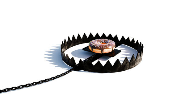 bear trap with a donut - junk food stock pictures, royalty-free photos & images