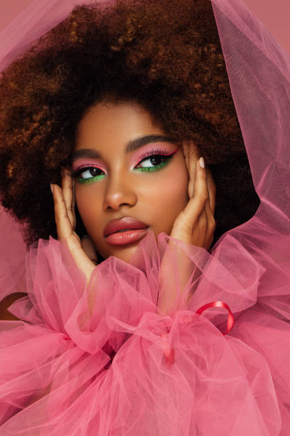 beautiful afro woman with bright make-up - fashion stock pictures, royalty-free photos & images