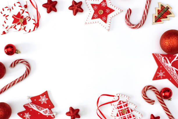 beautiful christmas gift and decor on color background - home decoration stock pictures, royalty-free photos & images