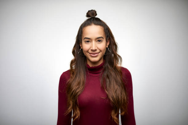 beautiful young woman with long brown hair - hairstyle stock pictures, royalty-free photos & images
