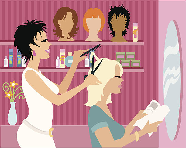 beauty salon - hairstyle stock illustrations