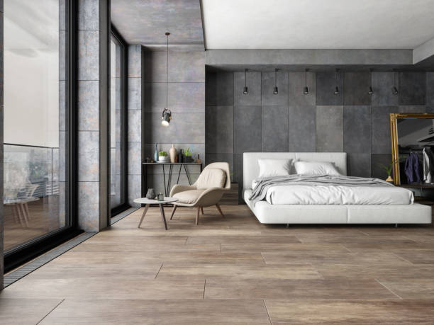 bedroom in new luxury home - home decoration stock pictures, royalty-free photos & images