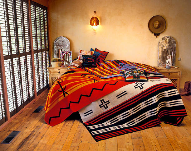 bedroom in texas style - home decoration stock pictures, royalty-free photos & images