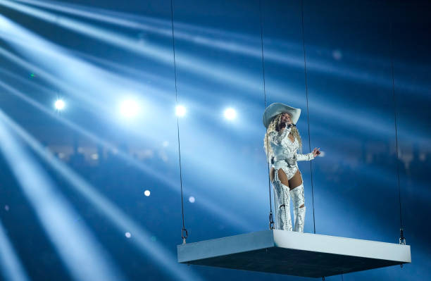 Beyoncé performs during halftime of an NFL football game, Wednesday, Dec. 25 in Houston.