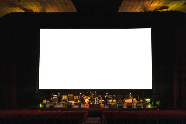 billboard blank advertising banner media display in theater - concert stock pictures, royalty-free photos & images