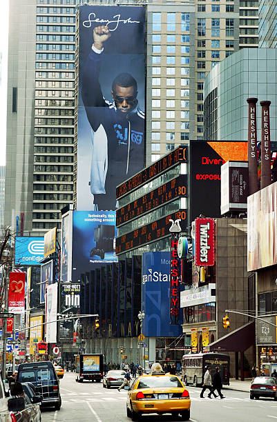 Billboard for Sean John clothing featuring Sean "P. Diddy" Combs is seen in Times Square January 13, 2004 in New York City.