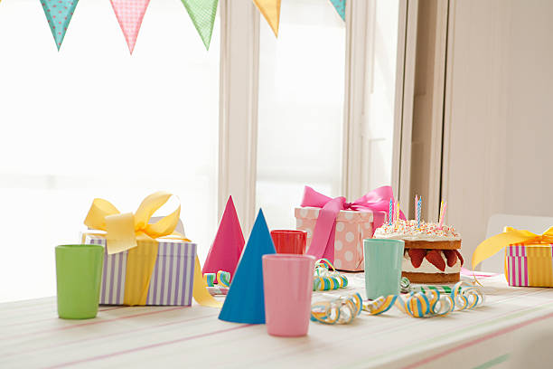 birthday party preparation - home decoration stock pictures, royalty-free photos & images