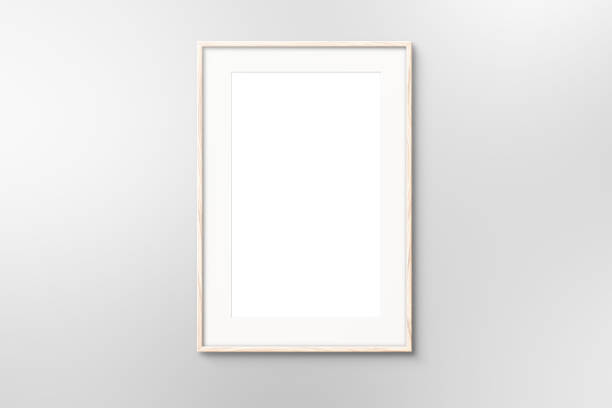 blank wooden picture frame thin with matting - home decoration stock pictures, royalty-free photos & images