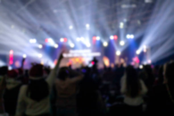 blurred lights at the studio stage a music concert - concert stock pictures, royalty-free photos & images