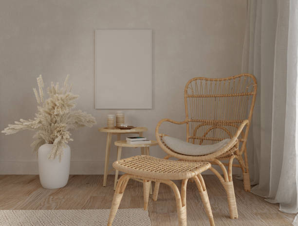 boho reading nook, 3d rendering. - home decoration stock pictures, royalty-free photos & images