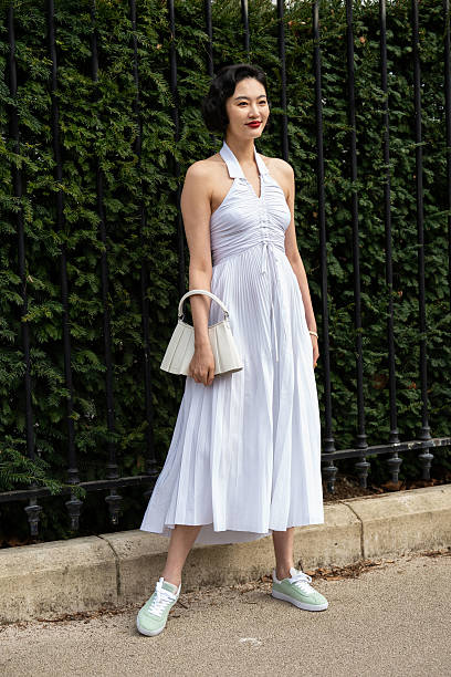 Bonnie Chen wears Lacoste outside the Lacoste show during the Womenswear Fall/Winter 2025/2026 as part of Paris Fashion Week on March 09, 2025 in...